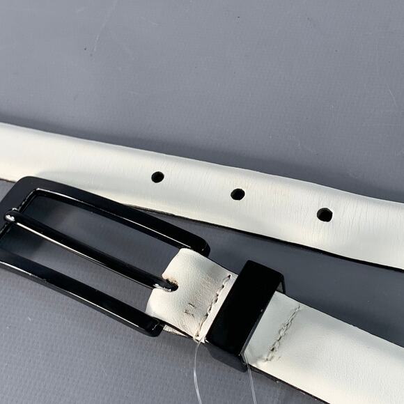 WCM NEW YORK Size M White Leather Belt - Picture 8 of 8